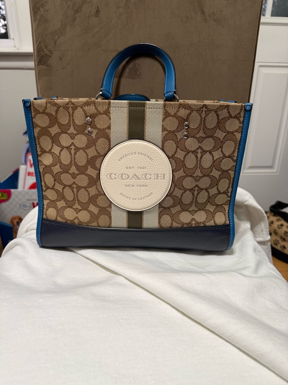 Coach Brown and Navy Shoulder Bag